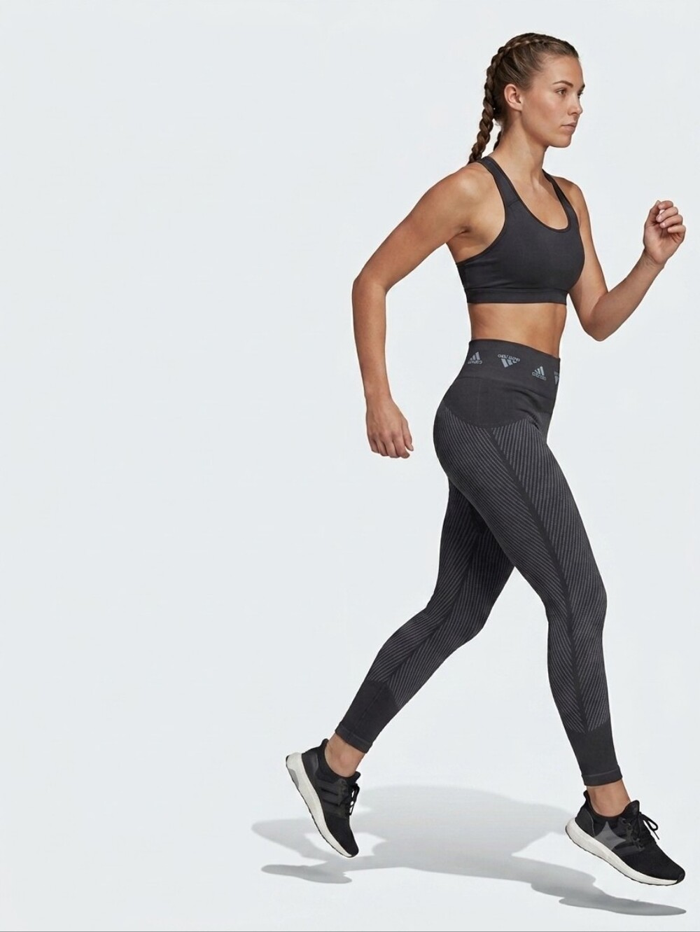 Adidas Aeroknit Training 7/8 Leggings Grey Black Seamless High Rise Medium